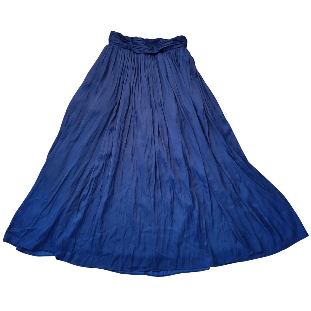 J Crew Point Sur Navy Blue Pleated Maxi Skirt 6 Formal Elegant Wedding